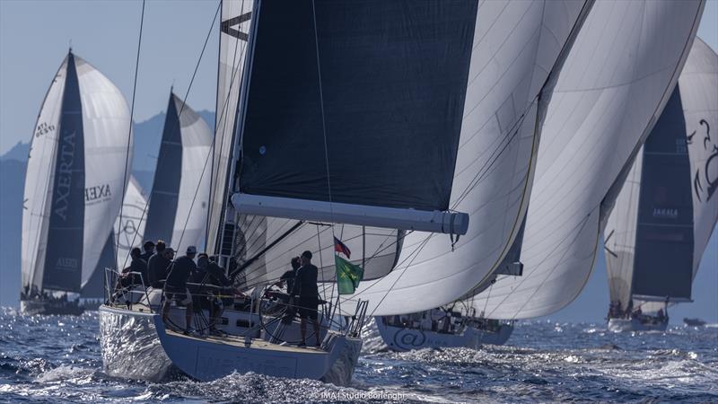 Beautiful late afternoon light as the Mini Maxi 2 fleet entered Bomb Alley on day 3 of the Maxi Yacht Rolex Cup 2021 photo copyright IMA / Studio Borlenghi taken at Yacht Club Costa Smeralda and featuring the Maxi class