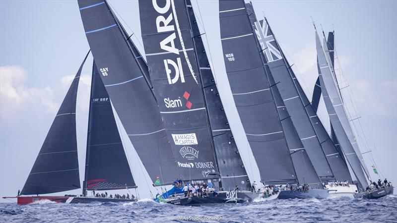Comanche's bails from the Maxi class start, unable to make the pin with Rambler 88, on day 4 of the Maxi Yacht Rolex Cup 2021 - photo © IMA / Studio Borlenghi