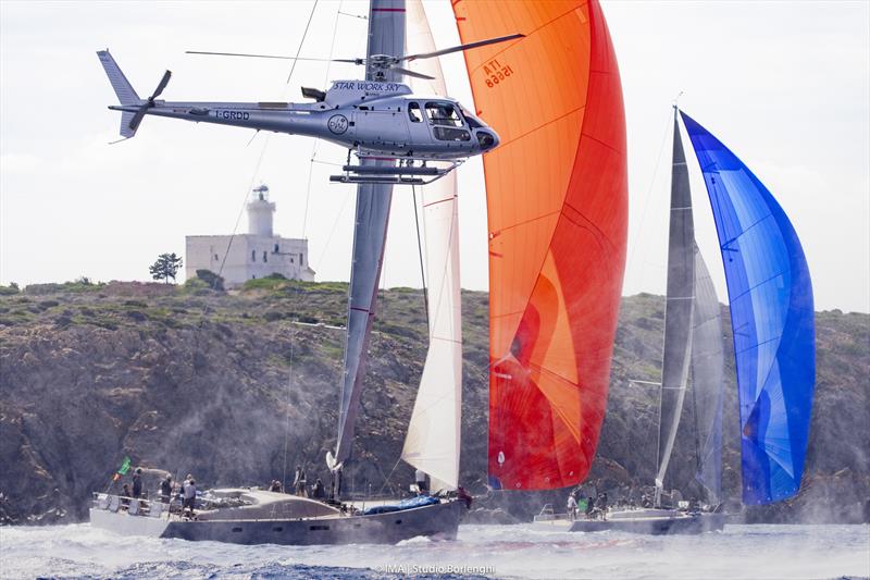 IMA President Benoît de Froidmont's Wally 60 Wallyño leads H20 into Bomb Alley on day 4 of the Maxi Yacht Rolex Cup 2021 - photo © IMA / Studio Borlenghi