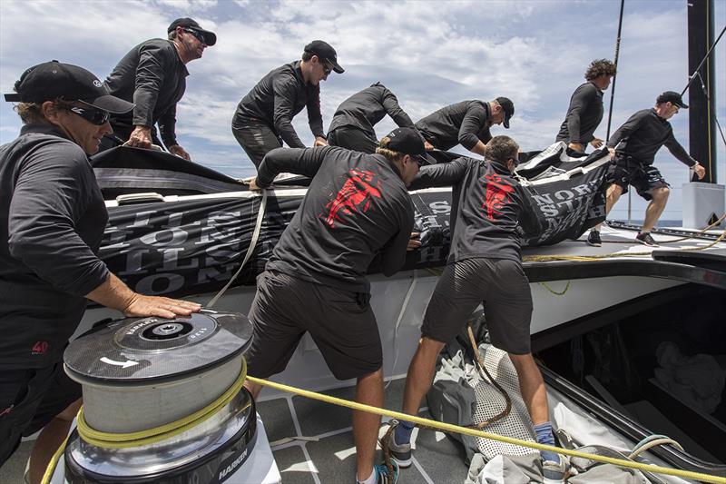 With a fore triangle like hers, it is little wonder LDV Comanche needs so many of the crew to move her sails about. - photo © Andrea Francolini