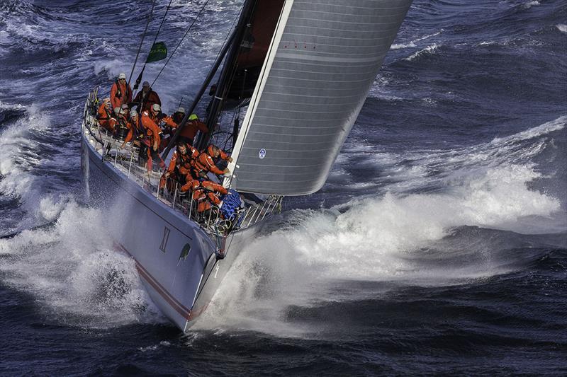 When you are talking 100 feet, the sails are not only big, but heavy, so a lot of the crew are required to move them photo copyright Andrea Francolini taken at Cruising Yacht Club of Australia and featuring the Maxi class