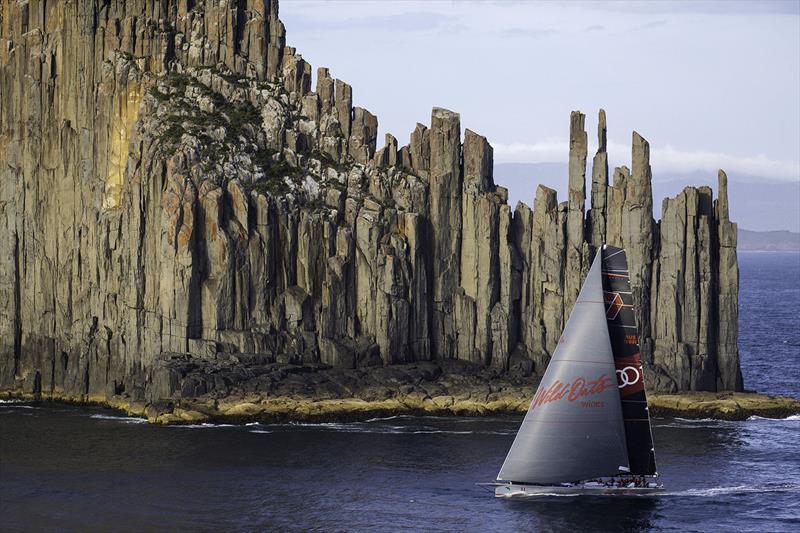 The Organ Pipes, the sun from the right angle and all the sponsors' branding showing the correct way. What are the odds? photo copyright Andrea Francolini taken at Cruising Yacht Club of Australia and featuring the Maxi class