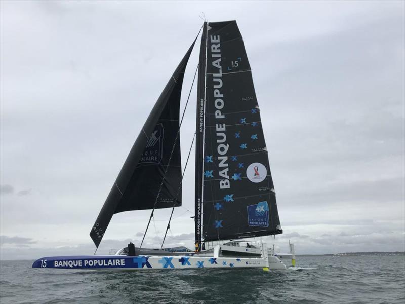 First sail - Maxi Banque Populaire IX. Skipper, Armal Le Cleac'h photo copyright Team Banque Populaire IX taken at  and featuring the Maxi class