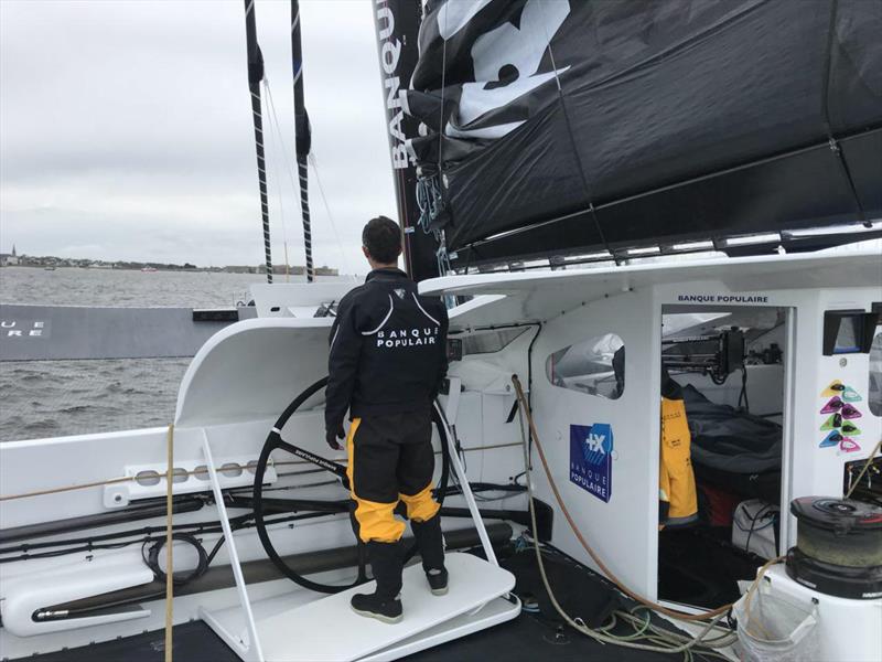 First sail - Maxi Banque Populaire IX. Skipper, Armal Le Cleac'h photo copyright Team Banque Populaire IX taken at  and featuring the Maxi class