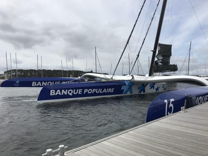 First sail - Maxi Banque Populaire IX. Skipper, Armal Le Cleac'h photo copyright Team Banque Populaire IX taken at  and featuring the Maxi class