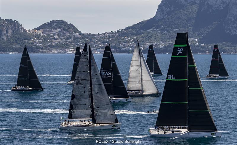 Maxi and Mylius fleets set sail on the Bay of Naples - 2018 Rolex Capri Sailing Week photo copyright Carlo Borlenghi taken at Yacht Club Capri and featuring the Maxi class