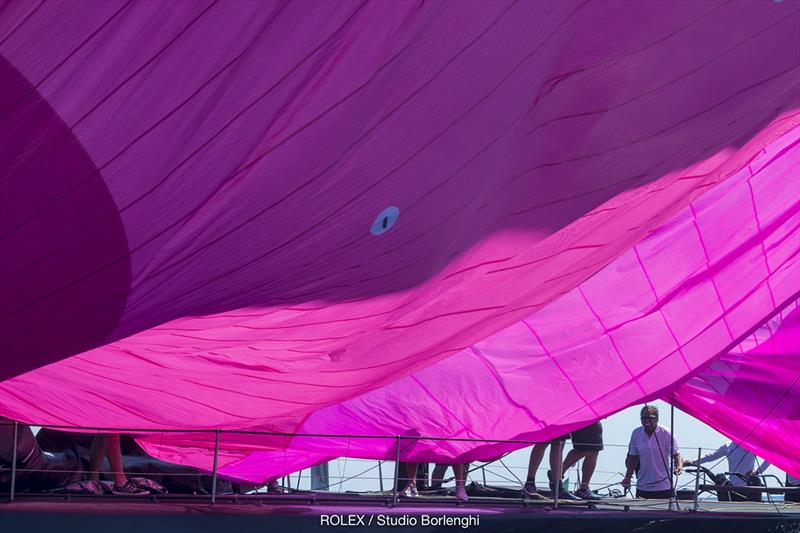 Jethou's characteristic fuchsia spinnaker - Rolex Capri Sailing Week 2018 - photo © Rolex / Carlo Borlenghi