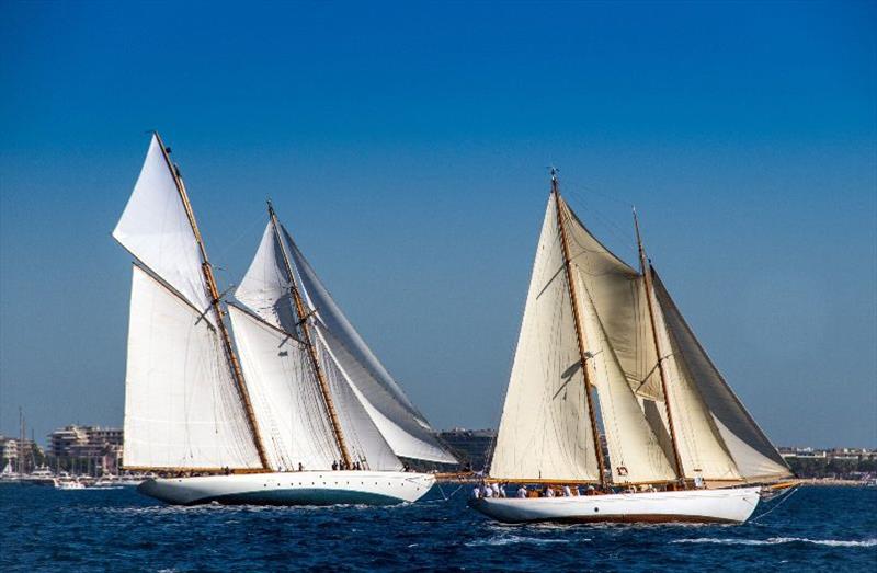 Puritan lines up with the 26m Bermudan staysail schooner Orianda, built in 1937 photo copyright International Maxi Association taken at  and featuring the Maxi class