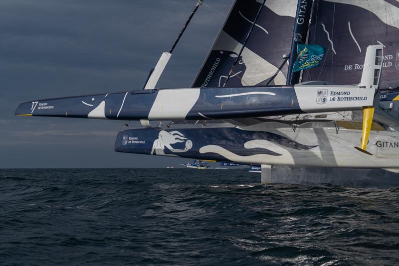 The Ultime 32m max trimaran Edmond de Rothschild - start Route du Rhum - November 4, 2018 - photo © Eloi Stichelbaut