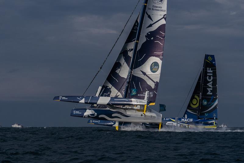 The Ultime 32m max trimaran Edmond de Rothschild - start Route du Rhum - November 4, 2018 - photo © Eloi Stichelbaut