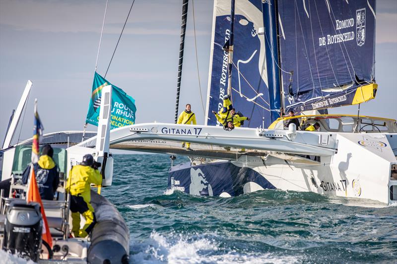 The Ultime 32m max trimaran Edmond de Rothschild - start Route du Rhum - November 4, 2018 - photo © Eloi Stichelbaut