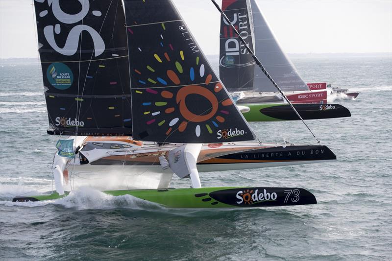 Sodebo and IDEC Sport - Start, Route du Rhum - Gouadeloupe 2018 photo copyright Alexis Courcoux taken at  and featuring the Maxi class