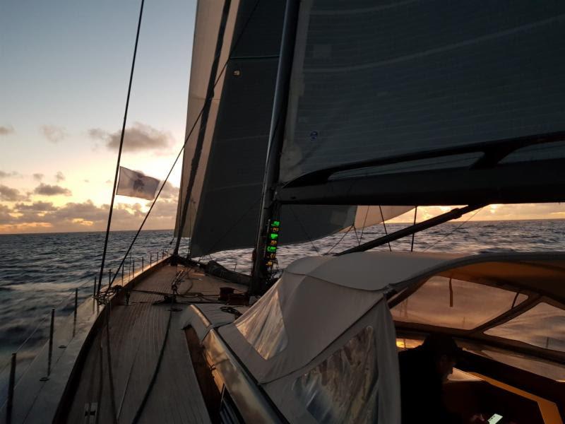 From on board Pier Luigi Loro Piana's Baltic 130 My Song - 'Looking for a good moment to gybe' - 2018 RORC Transatlantic Race photo copyright My Song taken at Royal Ocean Racing Club and featuring the Maxi class
