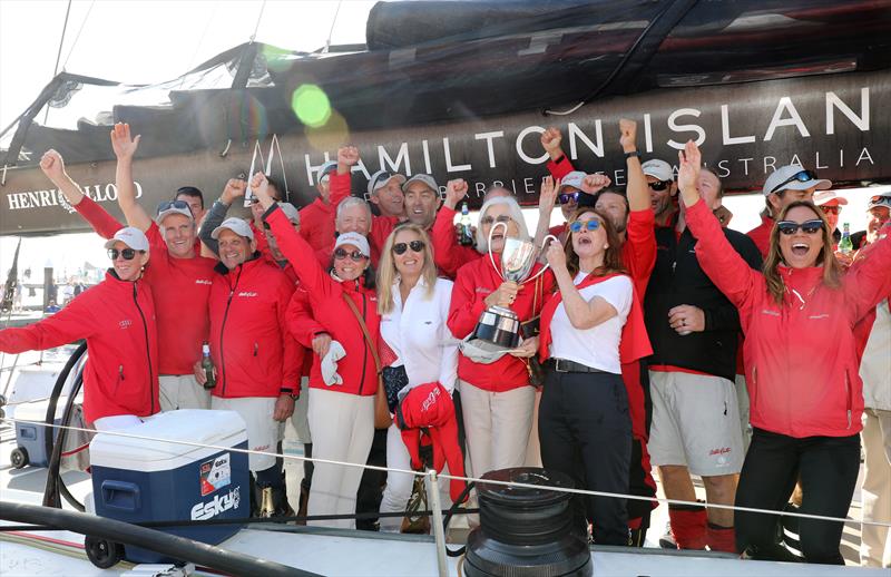 Happy team indeed - Wild Oats XI at Constitution Dock photo copyright Crosbie Lorimer taken at Cruising Yacht Club of Australia and featuring the Maxi class