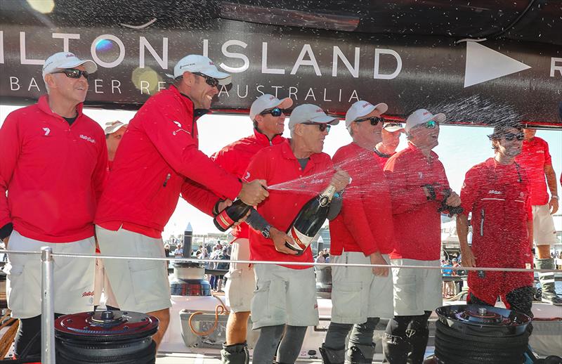 The champagne flows aboard Wild Oats XI - photo © Crosbie Lorimer