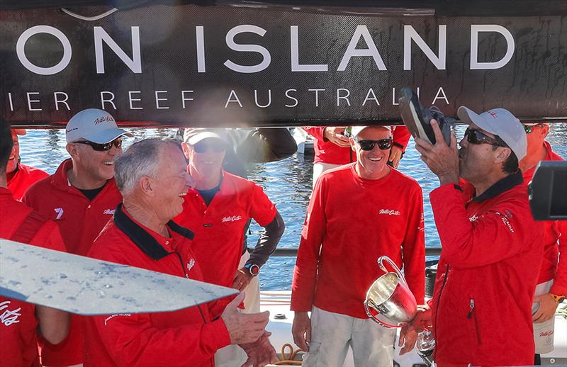 Mark Richards does the shoey! photo copyright Crosbie Lorimer taken at Cruising Yacht Club of Australia and featuring the Maxi class