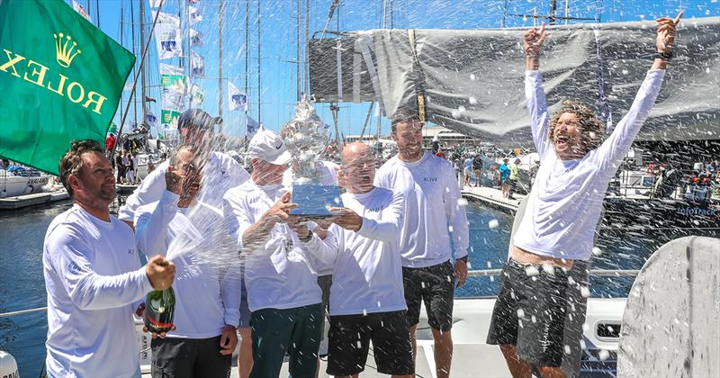 Alive Yachting claim the Tattersall Cup for the overall win under IRC rating in the 2018 Sydney Hobart race photo copyright Crosbie Lorimer taken at Cruising Yacht Club of Australia and featuring the Maxi class