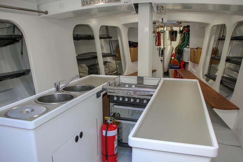 Galley area, with crew dressing area forward - Lion New Zealand - Relaunch - March 11, 2019 - photo © Richard Gladwell