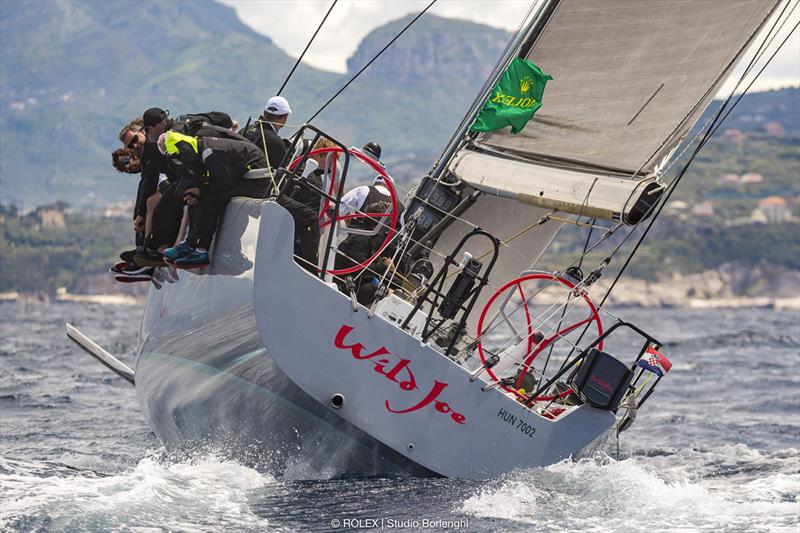 The Reichel-Pugh 66 Wild Joe showing the tip of her DSS foil - Rolex Capri Sailing Week - photo © Carlo Borlenghi