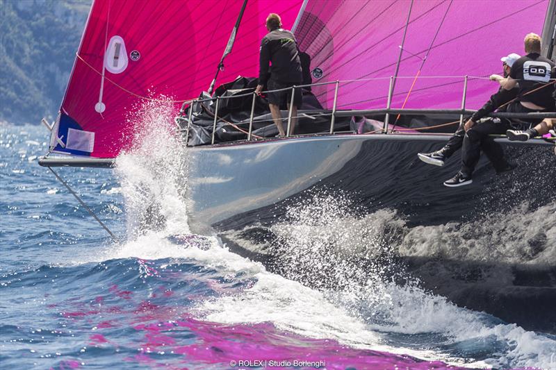 Sir Peter Ogden's Jethou is stlil sporting her characteristic fuchsia spinnaker - Rolex Capri Sailing Week photo copyright Carlo Borlenghi taken at Yacht Club Capri and featuring the Maxi class