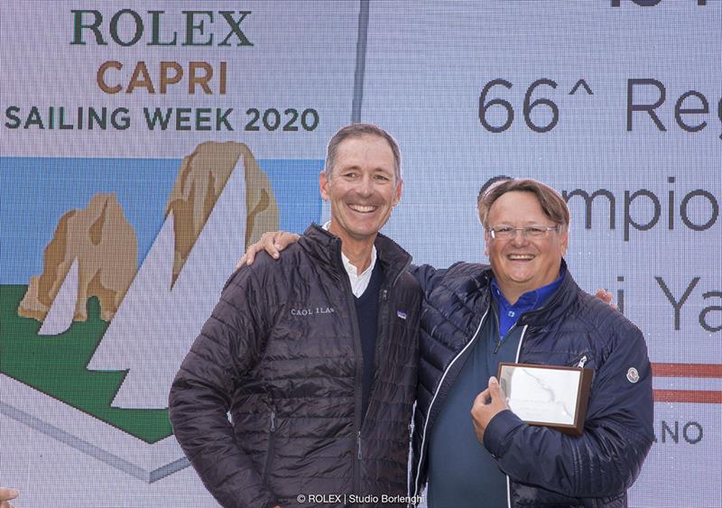 Proud winner Caol Ila R's Alex Schaerer with his tactician for Rolex Capri Sailing Week, local hero Francesco de Angelis - photo © Rolex / Studio Borlenghi