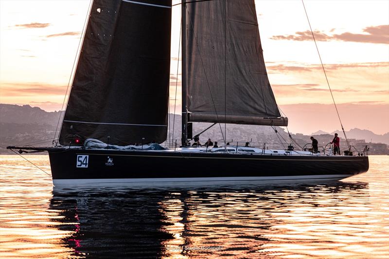 Vera takes on the light conditions off Porto Cervo on Thursday morning photo copyright Studio Borlenghi taken at Yacht Club Costa Smeralda and featuring the Maxi class