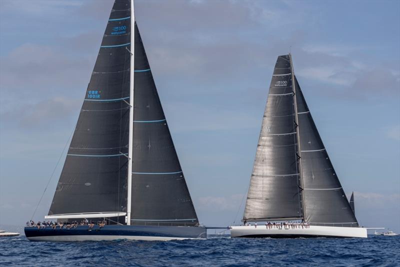 The Wallycentos Magic Carpet Cubed and Galateia each require a small army of crew - 2019 Les Voiles de Saint-Tropez, Day 2 photo copyright Gilles Martin-Raget taken at Société Nautique de Saint-Tropez and featuring the Maxi class