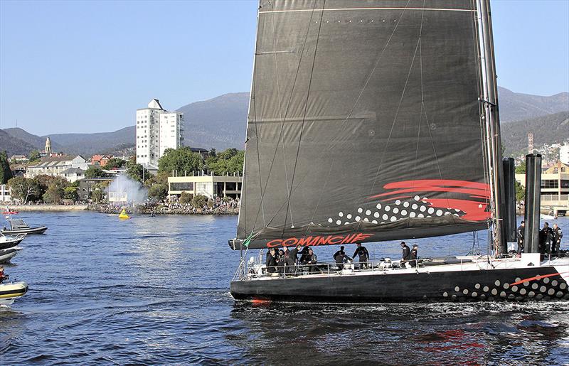 Puff of smoke from the gun means you got there first - well done Comanche photo copyright Tony Lathouras taken at Royal Yacht Club of Tasmania and featuring the Maxi class