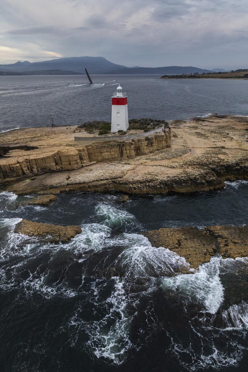 Comanche, owned by Jim Cooney,having passed the Iron Pot swiftly, went on to claim Line Honours, but it was not all beer and skittles.... There were major holes further up the River Derwent, and they caused huge anxiety photo copyright Andrea Francolini taken at Royal Yacht Club of Tasmania and featuring the Maxi class