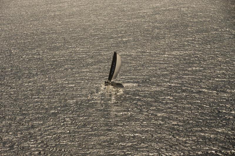 Naval Group sailing up the River Derwent on December 28, to complete her passage in the 75th Sydney Hobart photo copyright Andrea Francolini taken at Royal Yacht Club of Tasmania and featuring the Maxi class