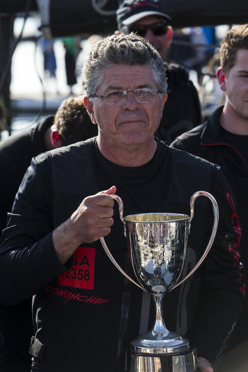 Jim Cooney, owner of Comanche, the Line Honours winner in One day 18hrs 30min and 24 sec of the 75th Sydney Hobart photo copyright Andrea Francolini taken at Royal Yacht Club of Tasmania and featuring the Maxi class