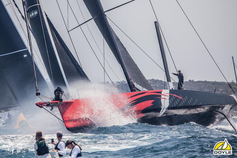 Comanche at the start of the 2019 Rolex Sydney Hobart Yacht race - December 2019 photo copyright Live Sail Die taken at Cruising Yacht Club of Australia and featuring the Maxi class