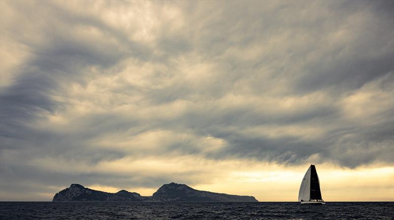 Capri was in dramatic mood this afternoon, but the race committee managed to get in one race before the wind died - Rolex Capri Sailing Week photo copyright Studio Borlenghi / International Maxi Association taken at Yacht Club Capri and featuring the Maxi class