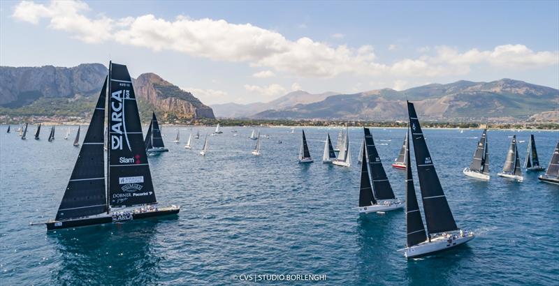 The 2021 Palermo-Montecarlo fleet sets sail - Palermo-Montecarlo race photo copyright CVS | Studio Borlenghi taken at Circolo della Vela Sicilia and featuring the Maxi class