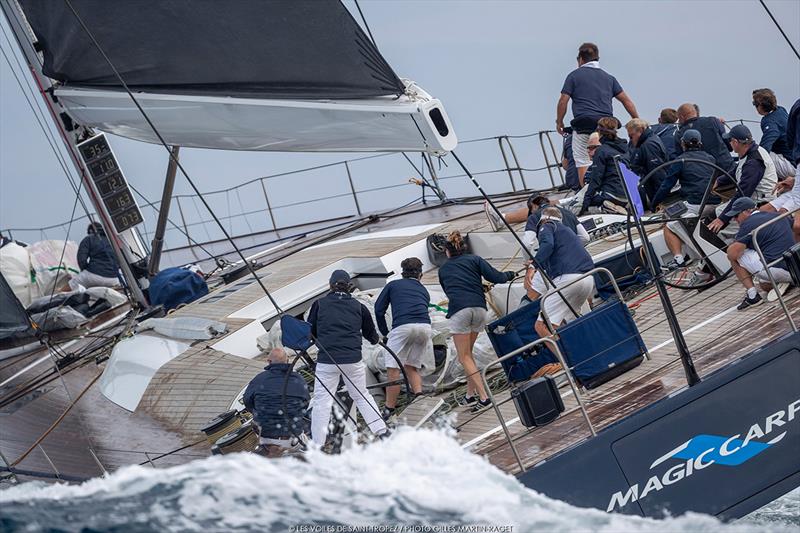 Sir Lindsay Owen-Jones' Magic Carpet Cubed won today's race to claim IRC 1 overall photo copyright Gilles Martin-Raget / Les Voiles de Saint-Tropez taken at Société Nautique de Saint-Tropez and featuring the Maxi class