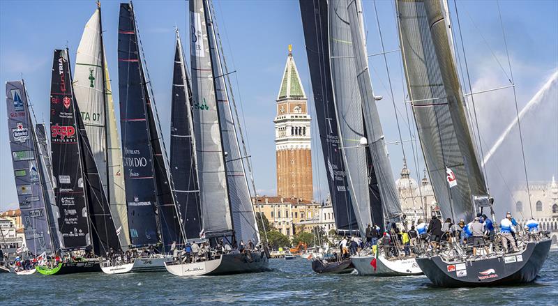 Congressed start line on the Canale San Marco with the Basilica's famous bell tower in the background - Venice Hospitality Challenge 2021 photo copyright Studio Borlenghi taken at Yacht Club Venezia and featuring the Maxi class