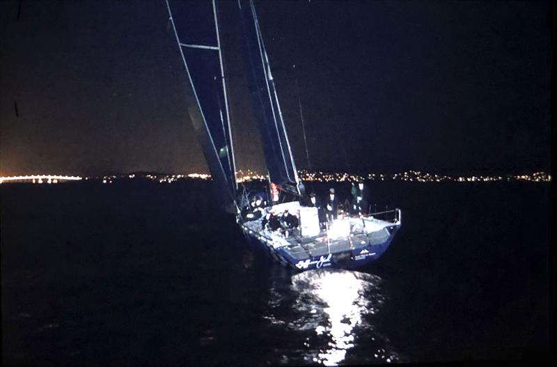 Black Jack approaches Hobart Town and the finish of the 2021 Sydney Hobart race - NB - Phone image of the screen at the back of a DSLR - apologies for the quality, but you get that it is really light and slow. - photo © Bow Caddy Media