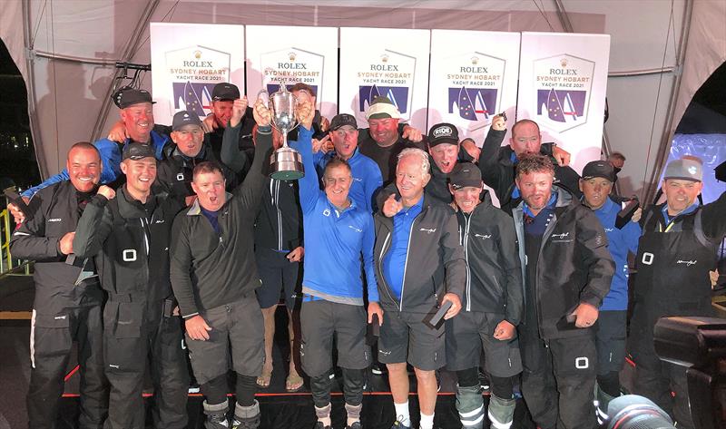 To the victors go the spoils - Well done Black Jack - Line Honours 2021 Sydney Hobart race photo copyright Bow Caddy Media taken at Cruising Yacht Club of Australia and featuring the Maxi class
