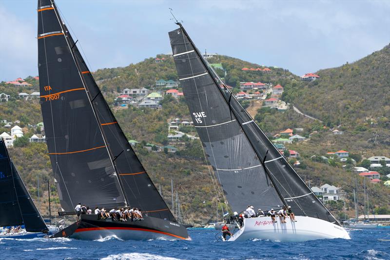 Luigi Sala's Vismara 62 Yoru (left) came fourth on the opening day of her first Les Voiles de St Barth Richard Mille - photo © Christophe Jouany