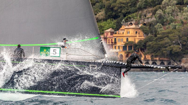 Wet ride for Morgana's bow team at the Portofino Regate di Primavera photo copyright IMA / Studio Borlenghi taken at Yacht Club Italiano and featuring the Maxi class