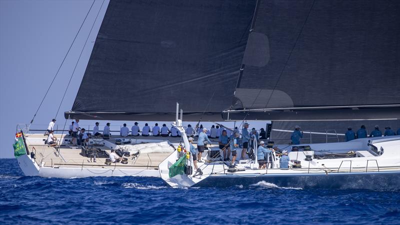 Galateia and Leopard 3 - neck and neck at last year's Maxi Yacht Rolex Cup photo copyright IMA / Studio Borlenghi taken at Real Club Náutico de Palma and featuring the Maxi class