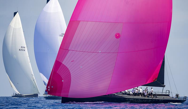 The characteristic fuchsia coloured spinnaker of Sir Peter Ogden's Jethou - Rolex Giraglia  photo copyright ROLEX / Studio Borlenghi taken at Yacht Club Italiano and featuring the Maxi class