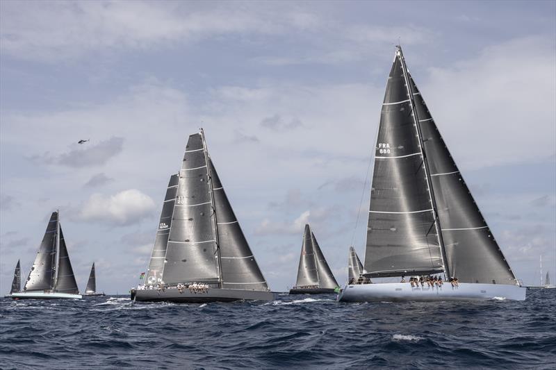 Mini Maxi 2 start with the eventual winner, the Wally 80 Rose to leeward. - Maxi Yacht Rolex Cup - Yacht Club Costa Smeralda  Day 1, September 5, 2022 - photo © Francesco Ferri  IMA / Studio Borlenghi