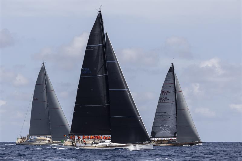 Riccardo De Michele's H20 (to the left of Gerard Logel's @robas) won Mini Maxi 3 today - Maxi Yacht Rolex Cup - Yacht Club Costa Smeralda  Day 1, September 5, 2022 photo copyright Francesco Ferri  IMA / Studio Borlenghi taken at Yacht Club Costa Smeralda and featuring the Maxi class