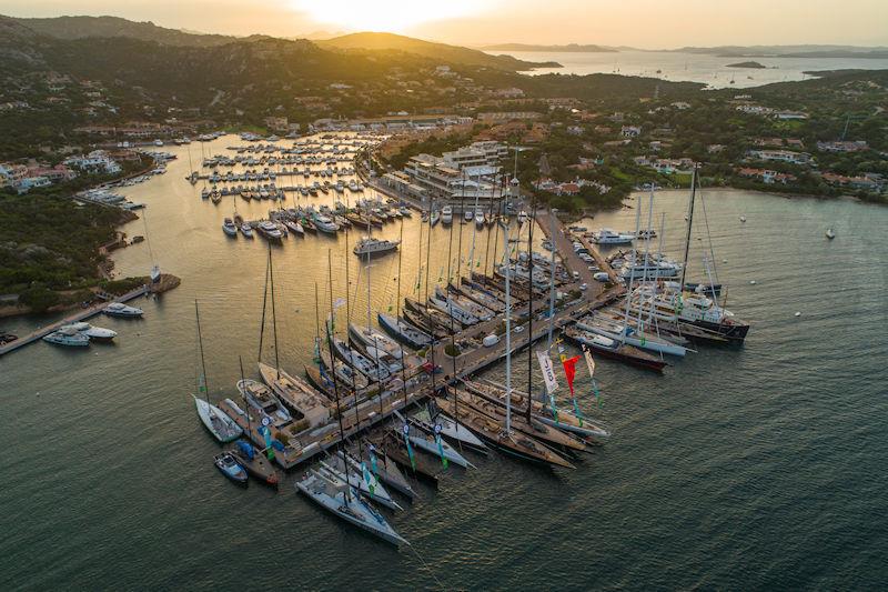 The assembled Maxi Yacht Rolex Cup fleet in Porto Cervo Marina on day 2 of the Maxi Yacht Rolex Cup photo copyright IMA / Studio Borlenghi taken at Yacht Club Costa Smeralda and featuring the Maxi class