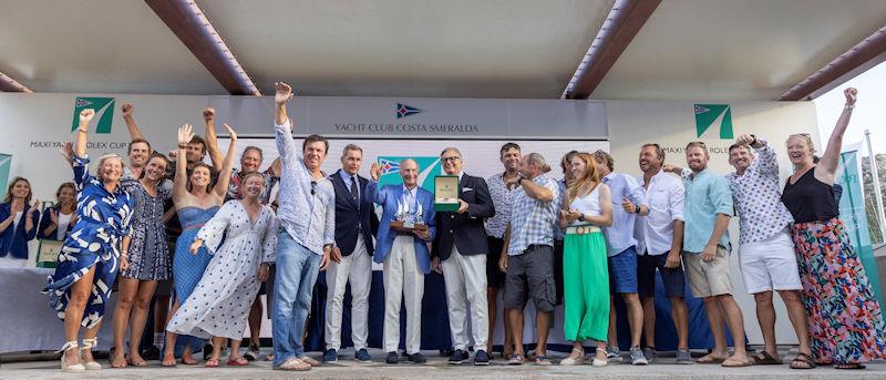 Lord Irvine Laidlaw and his team receive their prizes at the Maxi Yacht Rolex Cup 2022 - photo © IMA / Studio Borlenghi