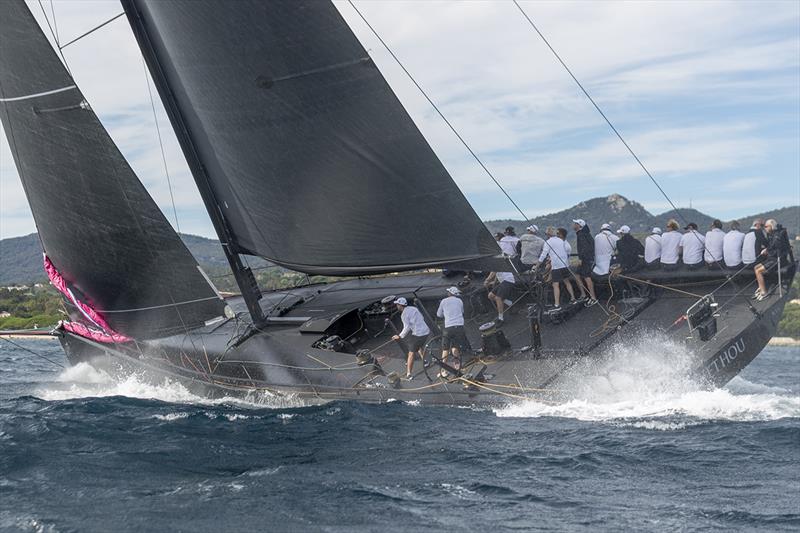 Sir Peter Ogden's Jethou won her class here last year with straight bullets - ‘Maxi week' at Les Voiles de Saint-Tropez photo copyright Gilles Martin-Raget taken at Société Nautique de Saint-Tropez and featuring the Maxi class