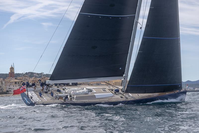 Sir Lindsay Owen-Jones's Magic Carpet Cubed out practicing today off Saint-Tropez - ‘Maxi week' at Les Voiles de Saint-Tropez photo copyright Gilles Martin-Raget taken at Société Nautique de Saint-Tropez and featuring the Maxi class