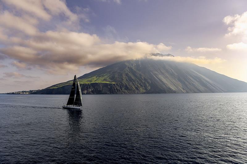 Jean Philippe Blanpain's Vismara 62 Leaps and Bounds 2 passes Stromboli - Rolex Middle Sea Race photo copyright Kurt Arrigo / Rolex taken at Royal Malta Yacht Club and featuring the Maxi class