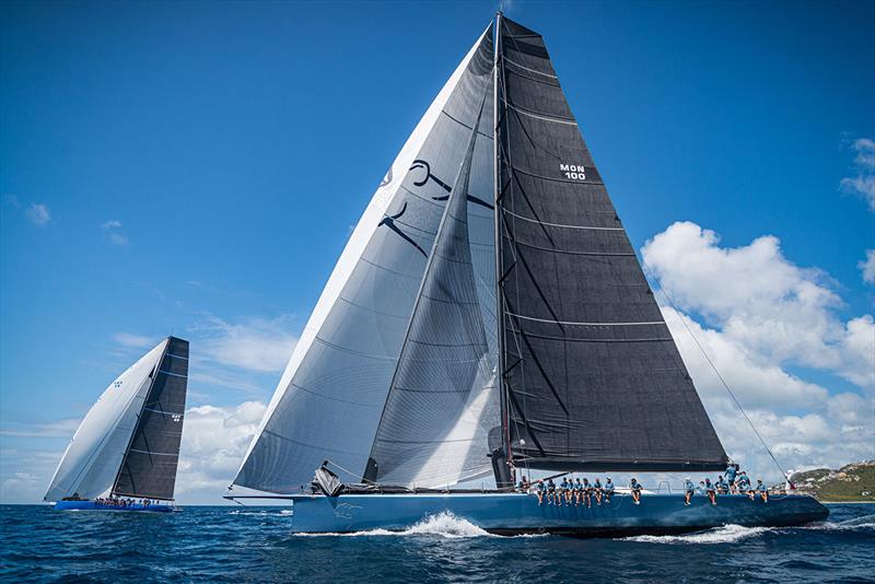 Racing to the Max! Maxis Deep Blue (Botin 85) and Leopard III (Farr 100) led the Maxi fleet in the 2022 St. Maarten Heineken Regatta, both vying for top points towards the IMA Caribbean Maxi Challenge Trophy photo copyright Laurens Morel taken at Sint Maarten Yacht Club and featuring the Maxi class